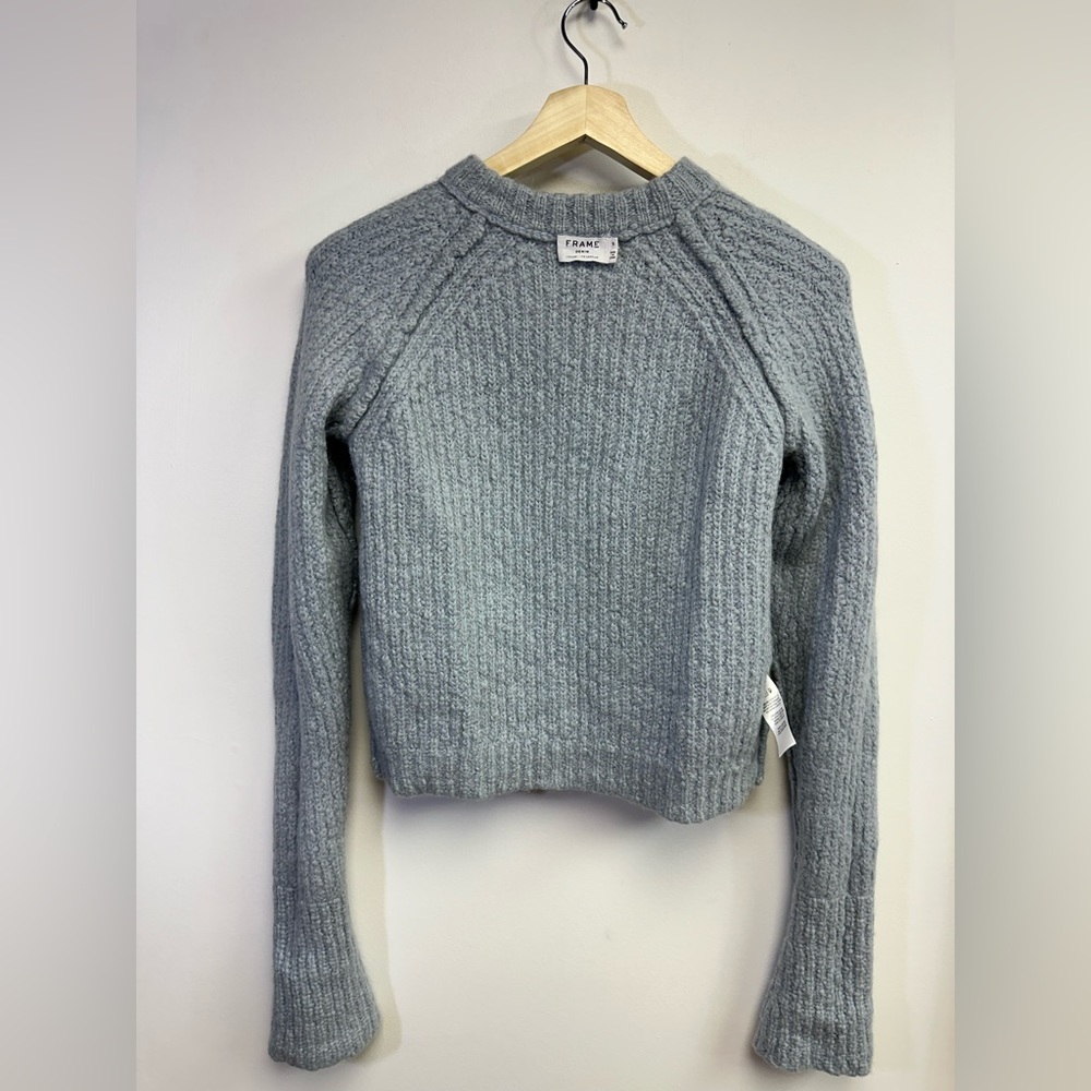 Frame, Alpaca Blend Cuffed Raglan Sweater In Powder Blue, Size Small - Picture 4 of 9
